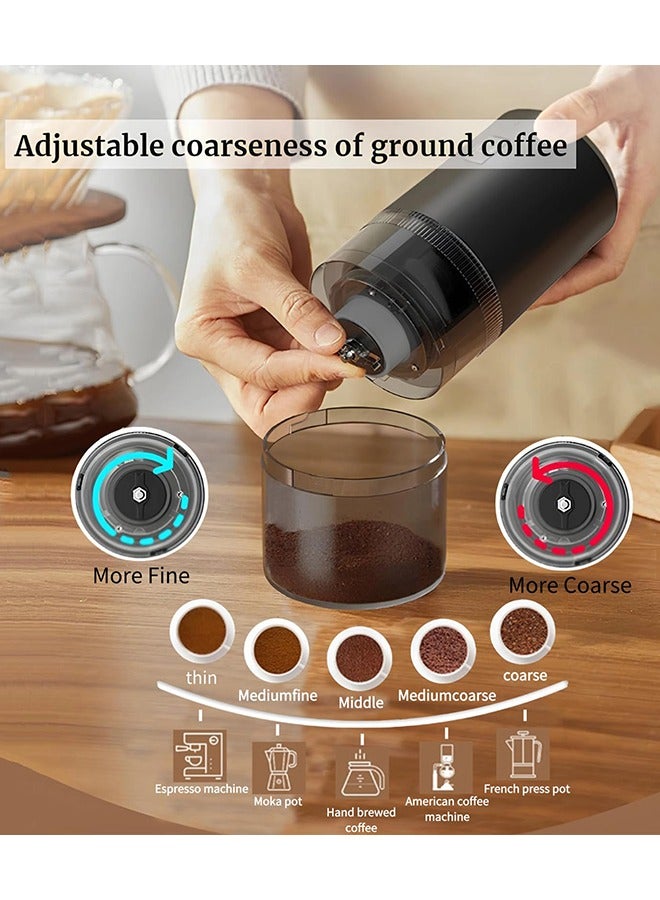 Coffee Grinder, Automatic Conical Grinder Portable Coffee Bean Mill with Brush, Multiple Grinding Settings, for Travel Home Office Coffee Shop - Image 4